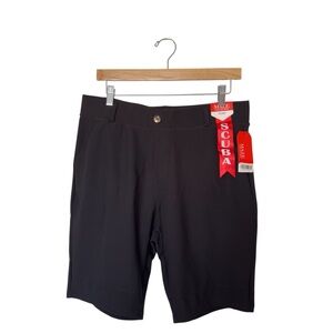 Maze Collection 2X Scuba Black Stylish Bermuda‎ Pull On Closure Stretch Shorts